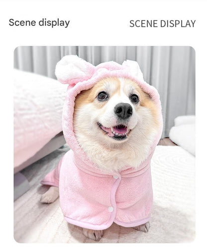 Yellow XL Pet Drying Robe with Hood | Quick-Dry Microfibre | Dog & Cat