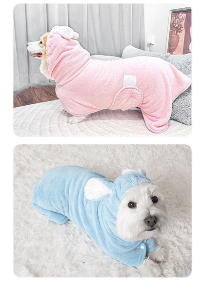 Yellow XL Pet Drying Robe with Hood | Quick-Dry Microfibre | Dog & Cat