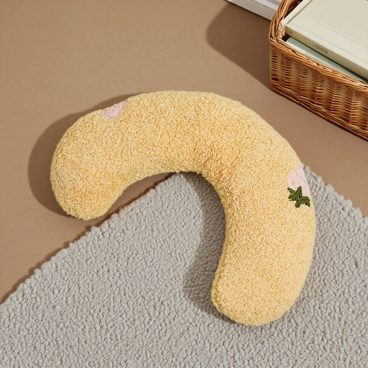 Pet U-Shaped Neck Support Pillow | Soft Teddy Velvet | Yellow