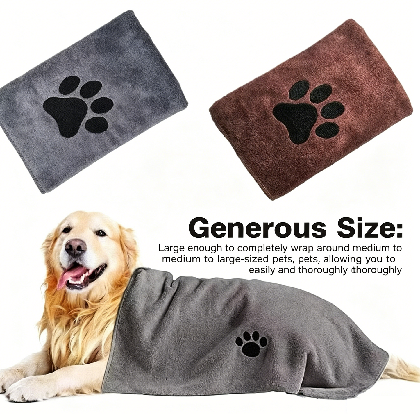 Grey Large Pet Drying Towel 70x140cm | Dogs & Cats