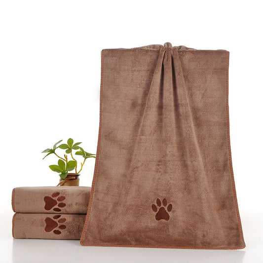 Brown Large Pet Drying Towel 70x140cm | Quick-Dry Microfiber | Paw Print | Dogs & Cats
