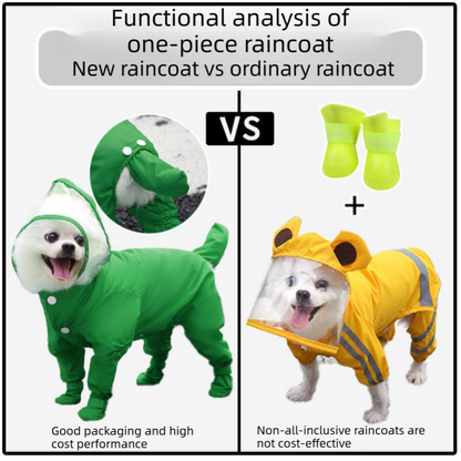 Red L size Full Coverage Pet Raincoat Jumpsuit Waterproof Dog Rain Suit