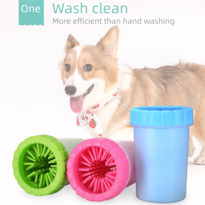 Blue Portable Pet Paw Cleaner Cup | Silicone Bristles | Muddy Paw Washer | Dogs & Cats