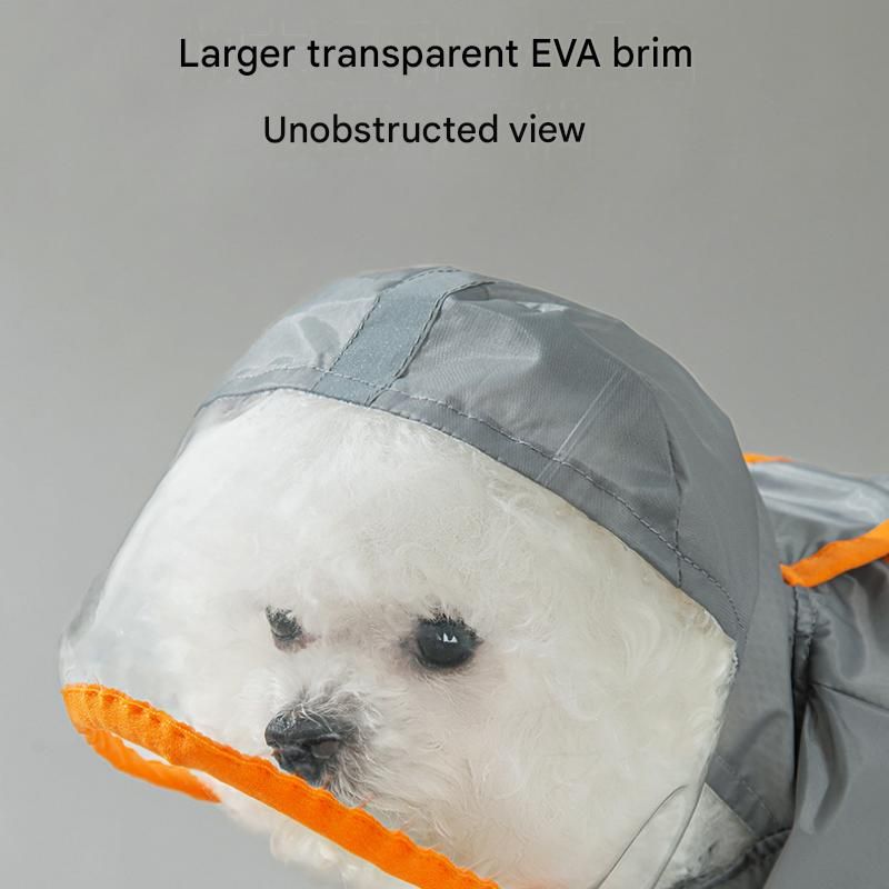 Grey and Green XL size Dog Raincoat with Leash Access and Transparent Hood - Waterproof Full Body Pet Rain Suit for Small and Medium Dogs, Reflective Trim, Removable Tail Cover, Outdoor Walking Apparel