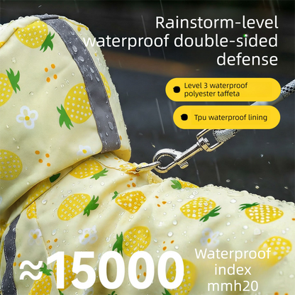 Yellow XL size Pineapple Print Full-Cover Dog Raincoat with Transparent