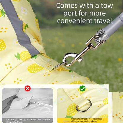Yellow XL size Pineapple Print Full-Cover Dog Raincoat with Transparent