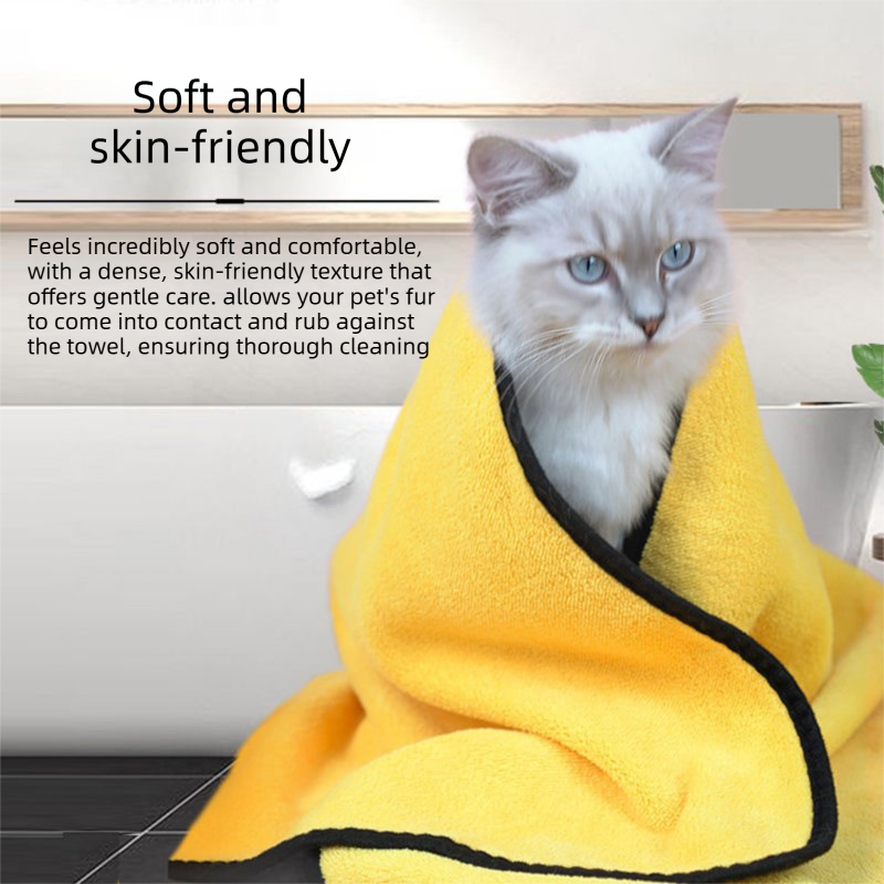 3-piece Dog Rainy Day Care Set with  Yellow M size Waterproof Raincoat, 30x30cm Paw Towel and 70x140cm Pet Bath Towel, Quick-Dry Pet Rain Protection Kit for Small and Medium Dogs