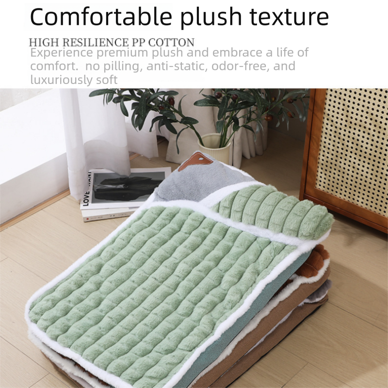 Grey L size Luxury Plush Pet Sleeping Mat