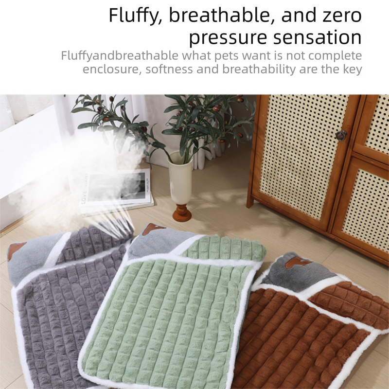 Grey L size Luxury Plush Pet Sleeping Mat