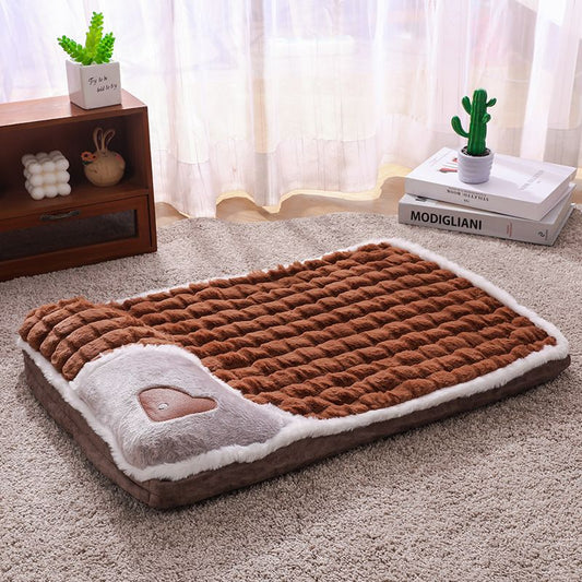 Brown L size Luxury Plush Pet Sleeping Mat