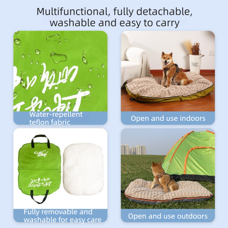 Khaki M size Portable Foldable Pet Bed Mat