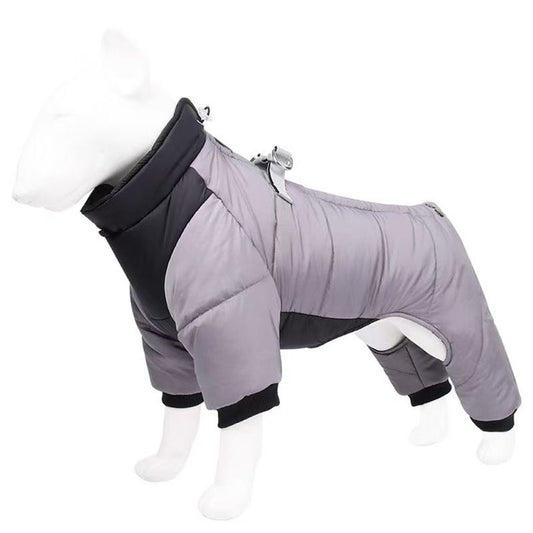Grey L size Winter Dog Jumpsuit Coat