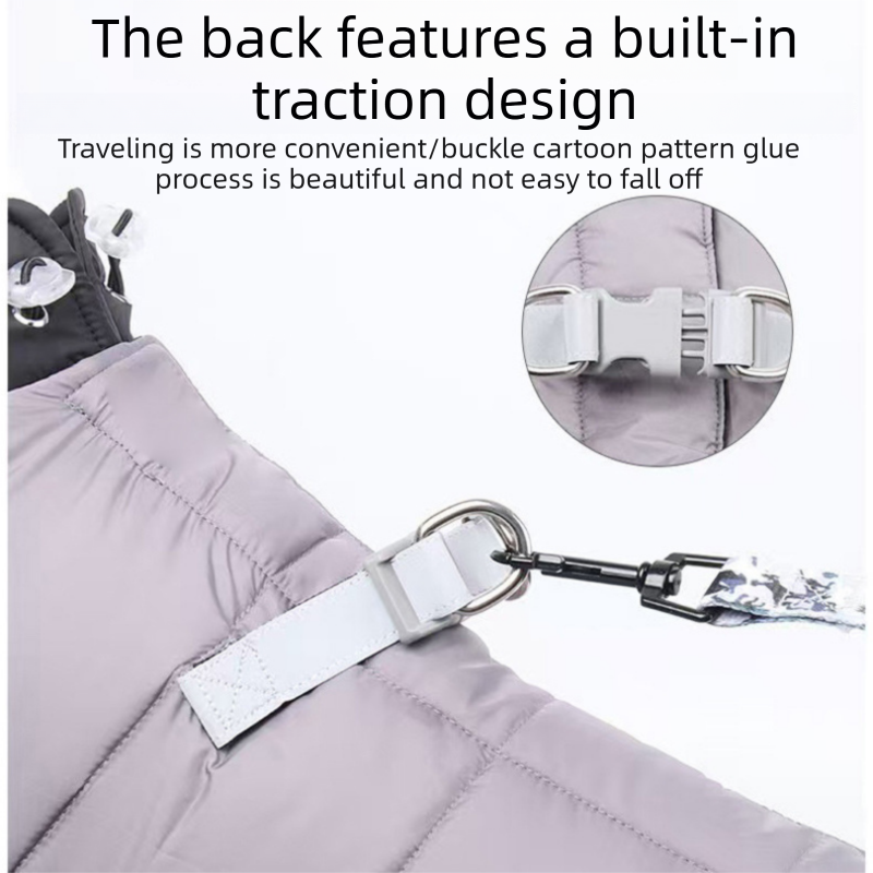 3-Piece Grey Winter Pet Outdoor Travel  Set – grey s size Reflective Dog Puffer Jacket, grey 3m Retractable Leash & grey Portable Foldable Dog Bed