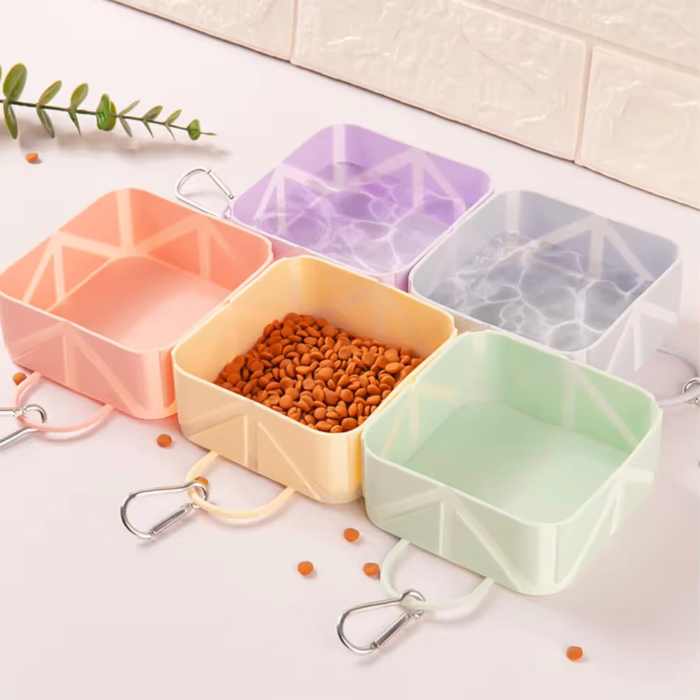 2-Pack Green Portable Silicone Pet Travel Bowl - Foldable Outdoor Water & Food Dish for Dogs & Cats - Eco-Friendly, Lightweight & Durable with Aluminum Carabiner for Walking, Hiking & Camping