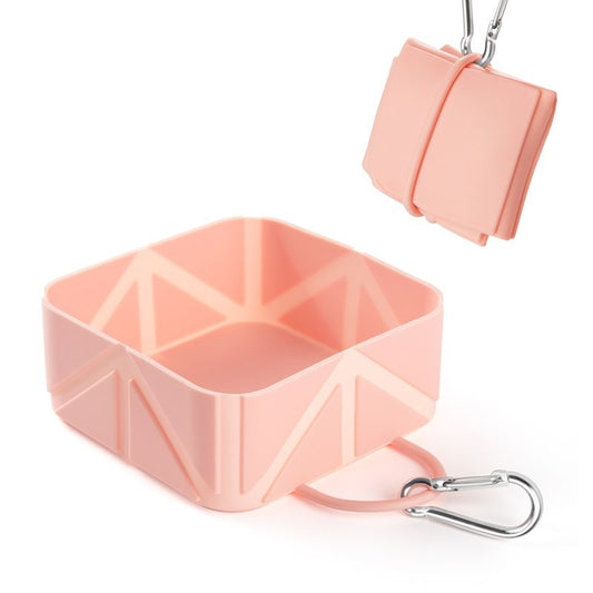 2-Pack Pink Portable Silicone Pet Travel Bowl - Foldable Outdoor Water & Food Dish for Dogs & Cats - Eco-Friendly, Lightweight & Durable with Aluminum Carabiner for Walking, Hiking & Camping