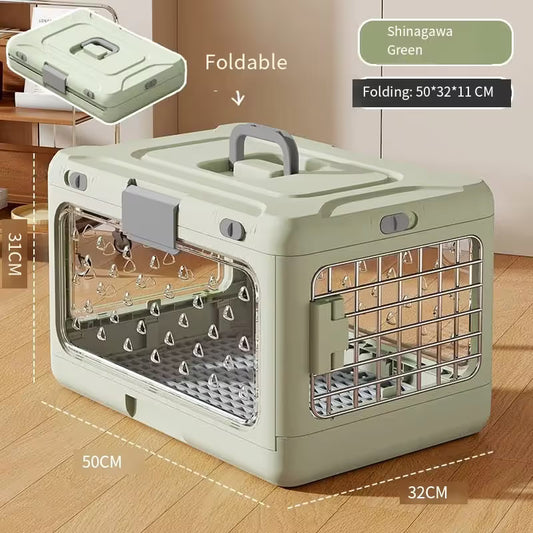 Green Collapsible Pet Carrier Crate