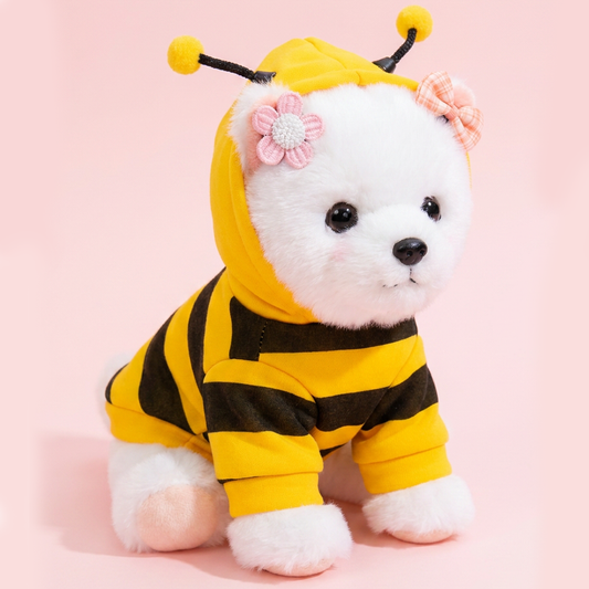 Size L Bee Fleece Hoodie Jumper for Small Dogs & Cats with 5 Hair Clips