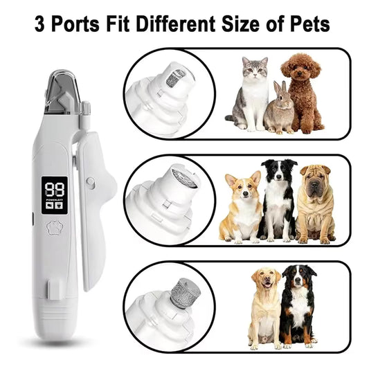 2 in 1 Pet Nail Clippers with Grinder LED Light Rechargeable Electric