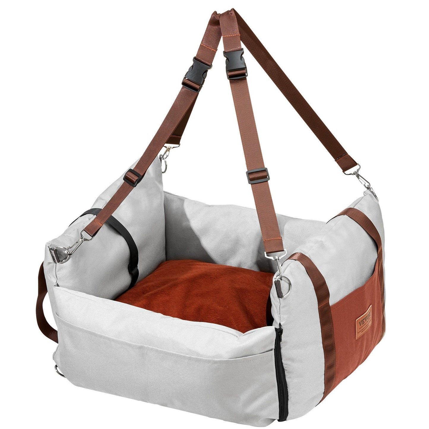 Dog Car Seat Booster with Safety Leash | Grey