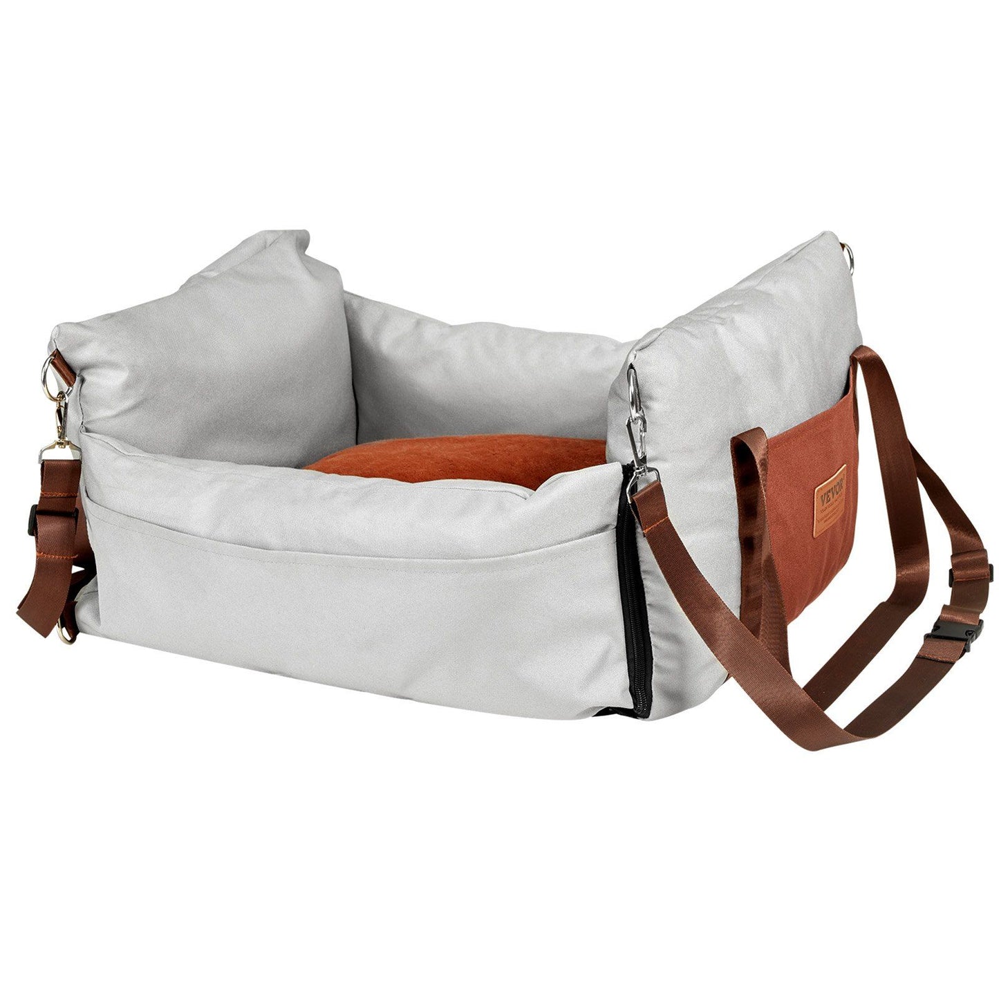 Dog Car Seat Booster with Safety Leash | Grey