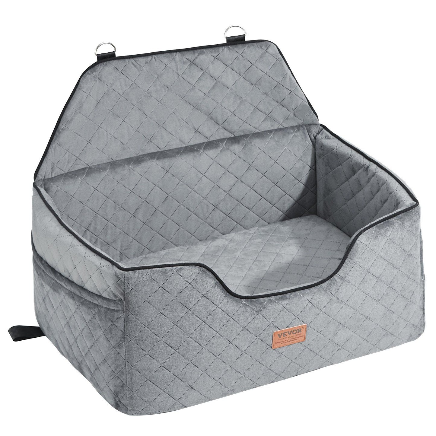 Dog Car Seat Booster with Safety Leash | Grey