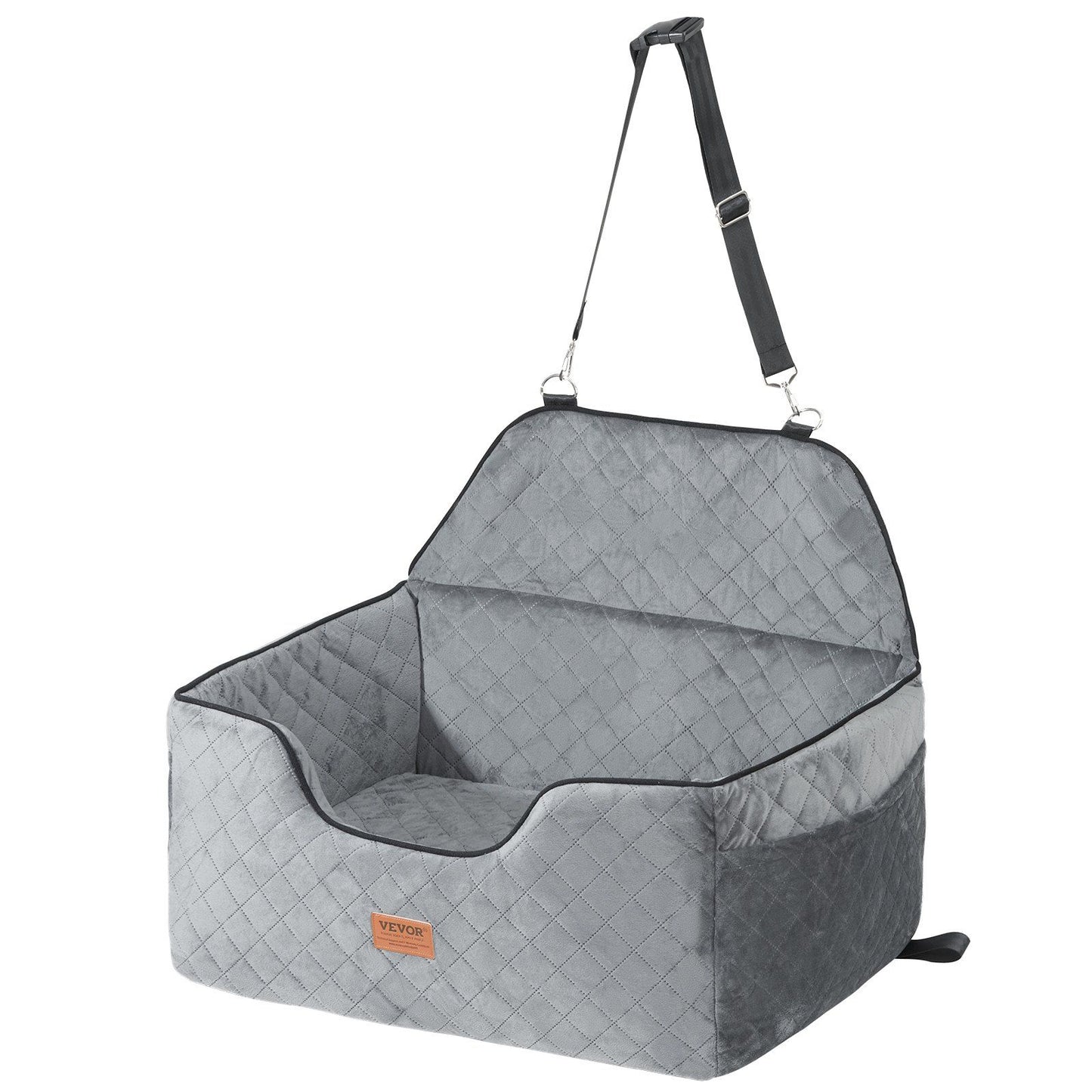 Dog Car Seat Booster with Safety Leash | Grey