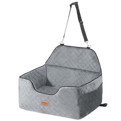 Dog Car Seat Booster with Safety Leash | Grey