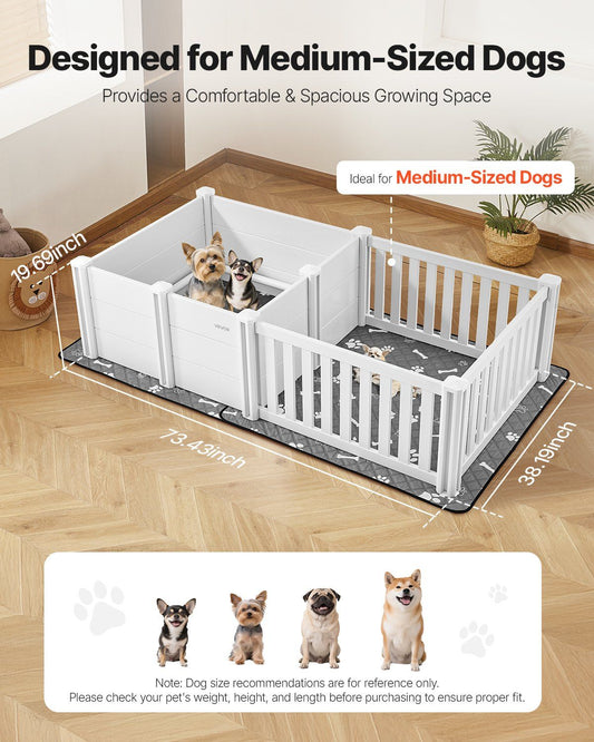Dog Whelping Box | 1.86 x 0.97m | Adjustable Height Door | Medium Dogs