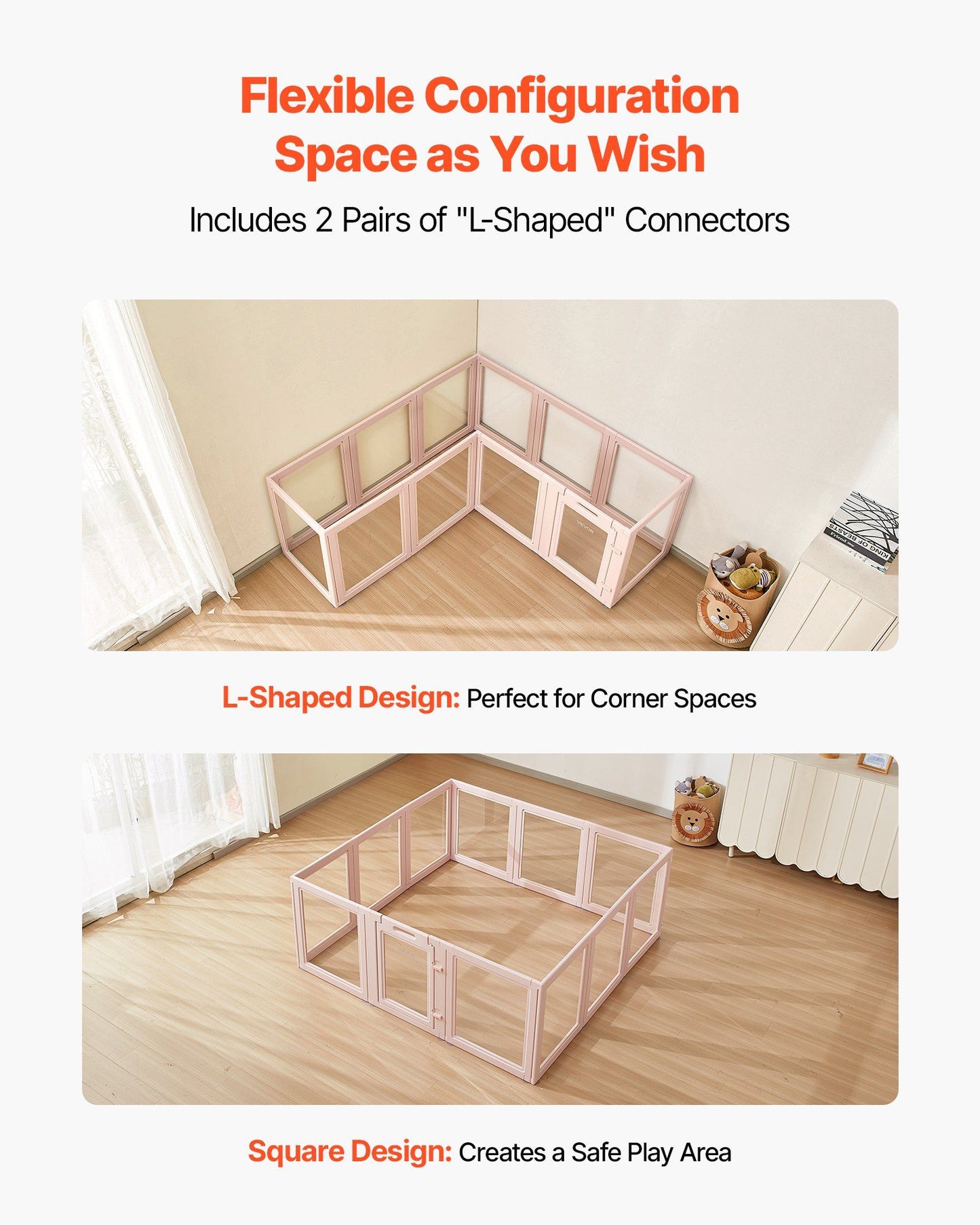 Dog Whelping Box | 1.54 x 1.5m | Transparent Plastic Puppy Playpen | Large Dogs