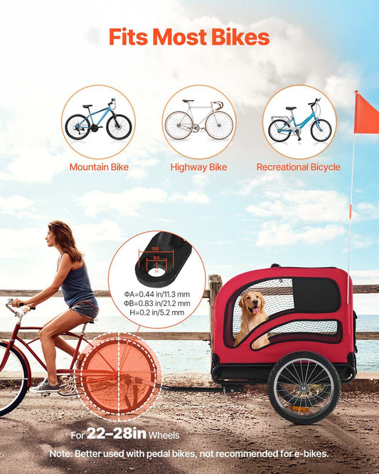 Dog Bike Trailer | 45KG Capacity | Pet Cart Bicycle Carrier with Leash