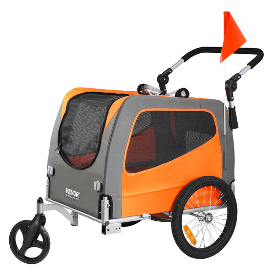 Dog Bike Trailer | 30KG Capacity | Orange/Gray