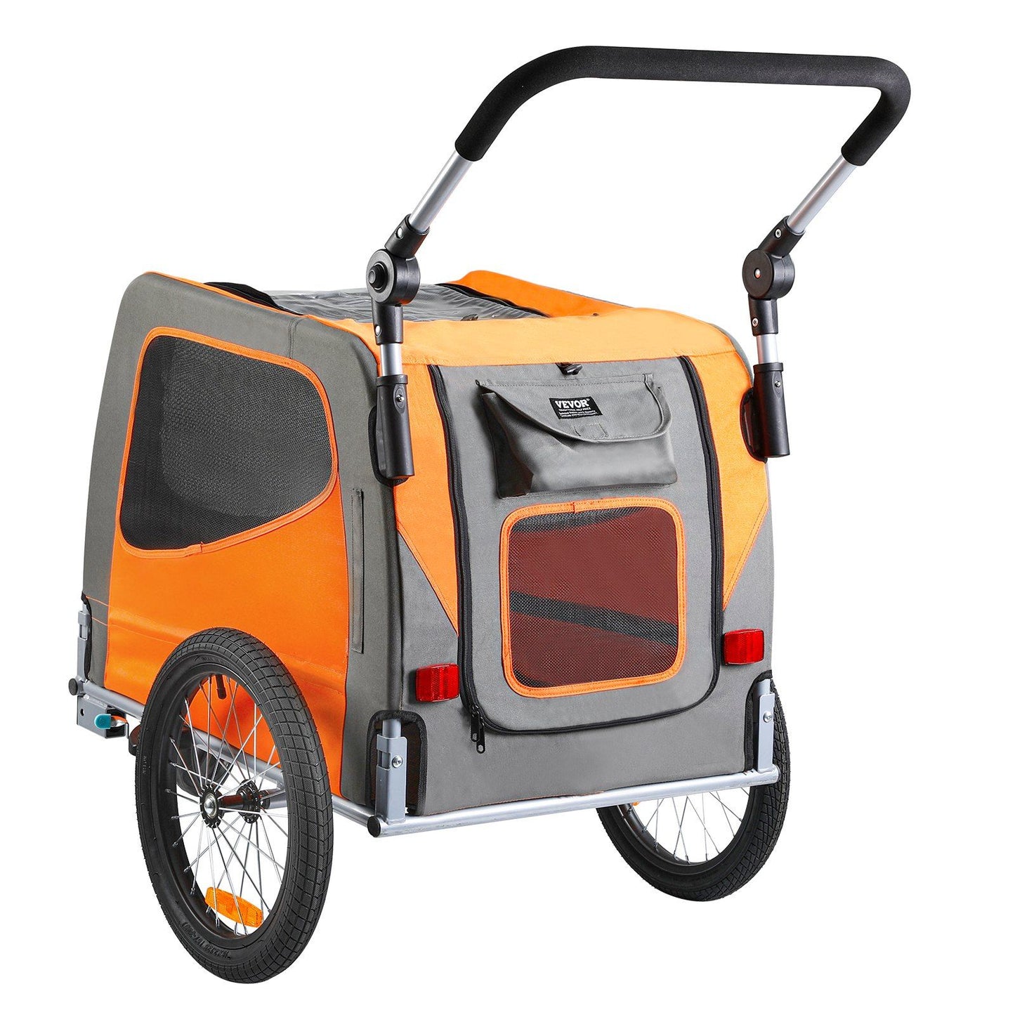Dog Bike Trailer | 30KG Capacity | 2-in-1 Pet Stroller Cart | Orange/Gray