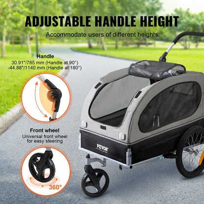 Dog Bike Trailer | 40KG Capacity | Black/Gray