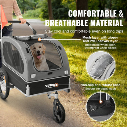 Dog Bike Trailer | 40KG Capacity | Black/Gray