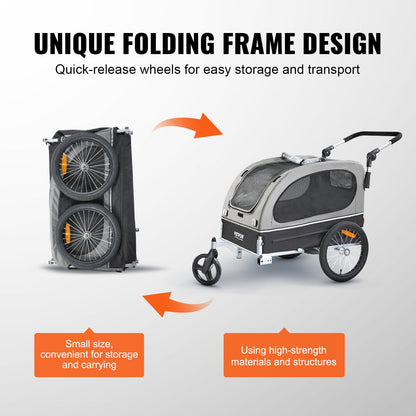 Dog Bike Trailer | 40KG Capacity | Black/Gray