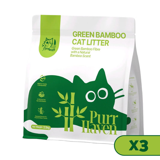 PurrHaven Bamboo Clumping Cat Litter | 7.5kg x 3 Pack | Dust Free