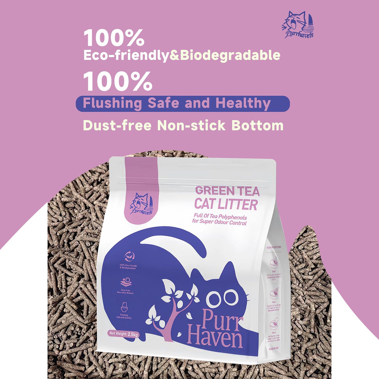 PurrHaven Tapioca Clumping Cat Litter | 7.5kg x 3 Pack | Odour Neutraliser